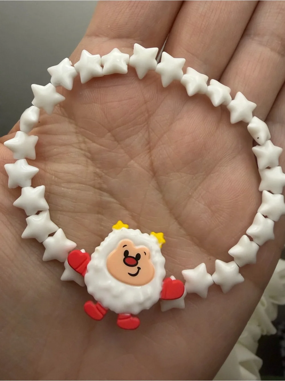 Kids White Star Bead Bracelet with Cute Character Charm